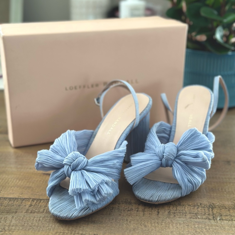 Loeffler Randall Camellia Blue Pleated Bow Heel